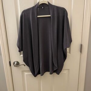 Gray Open-Front Women's Cardigan Sweater